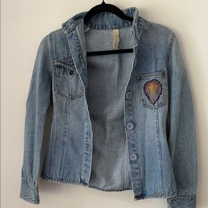 Ted Baker Light Blue Denim Jacket with Embroidered Patch